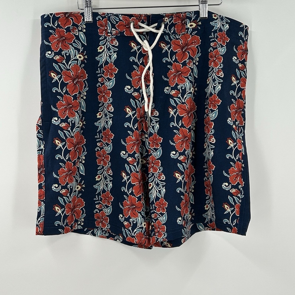 American Eagle Swim Trunks Men's Large Blue Red Floral Board Shorts Beach Summer